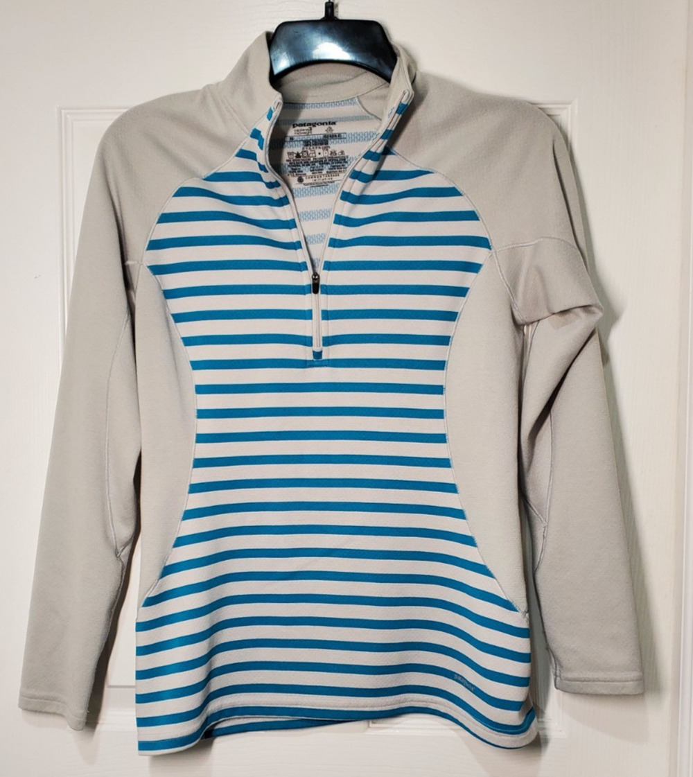 Patagonia Capilene 3 Midweight 1/4 Zip Pullover XS Blue Stripe Polartec Women